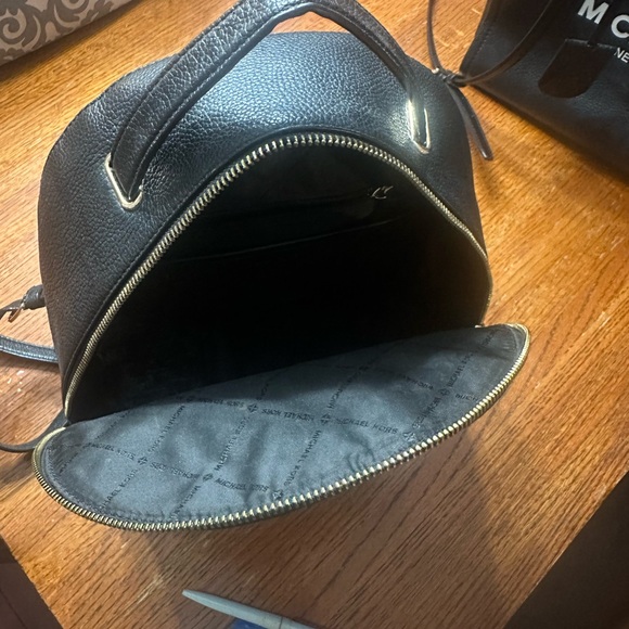 Michael Kors Black Pebbled Leather Mini Backpack with Gold Hardware